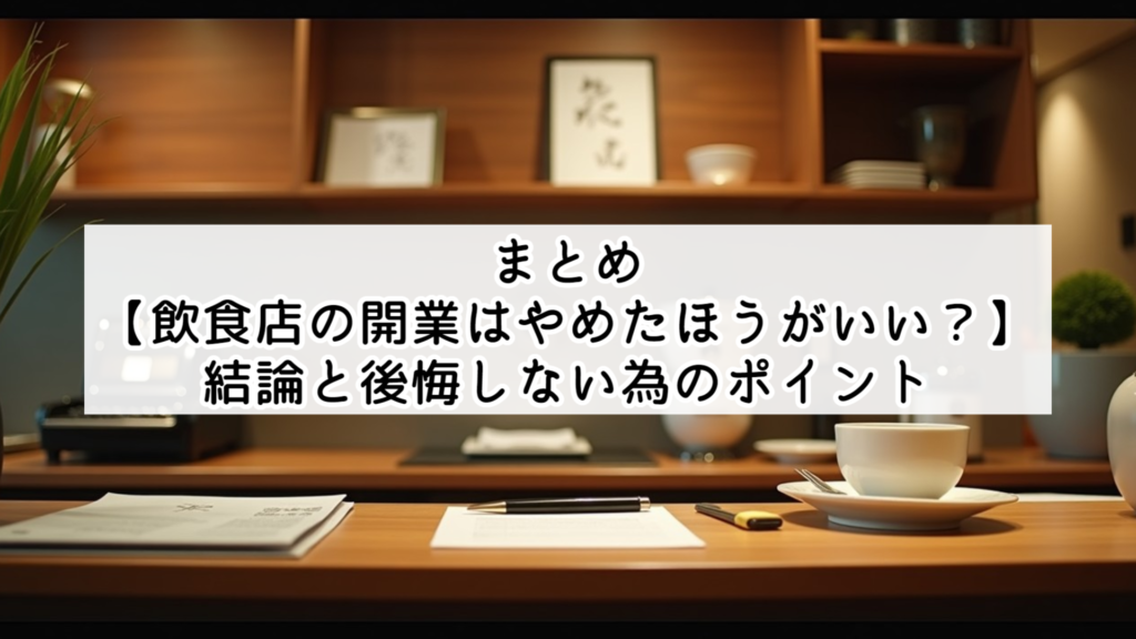 まとめ：【飲食店の開業はやめたほうがいい？】結論と後悔しない為のポイント